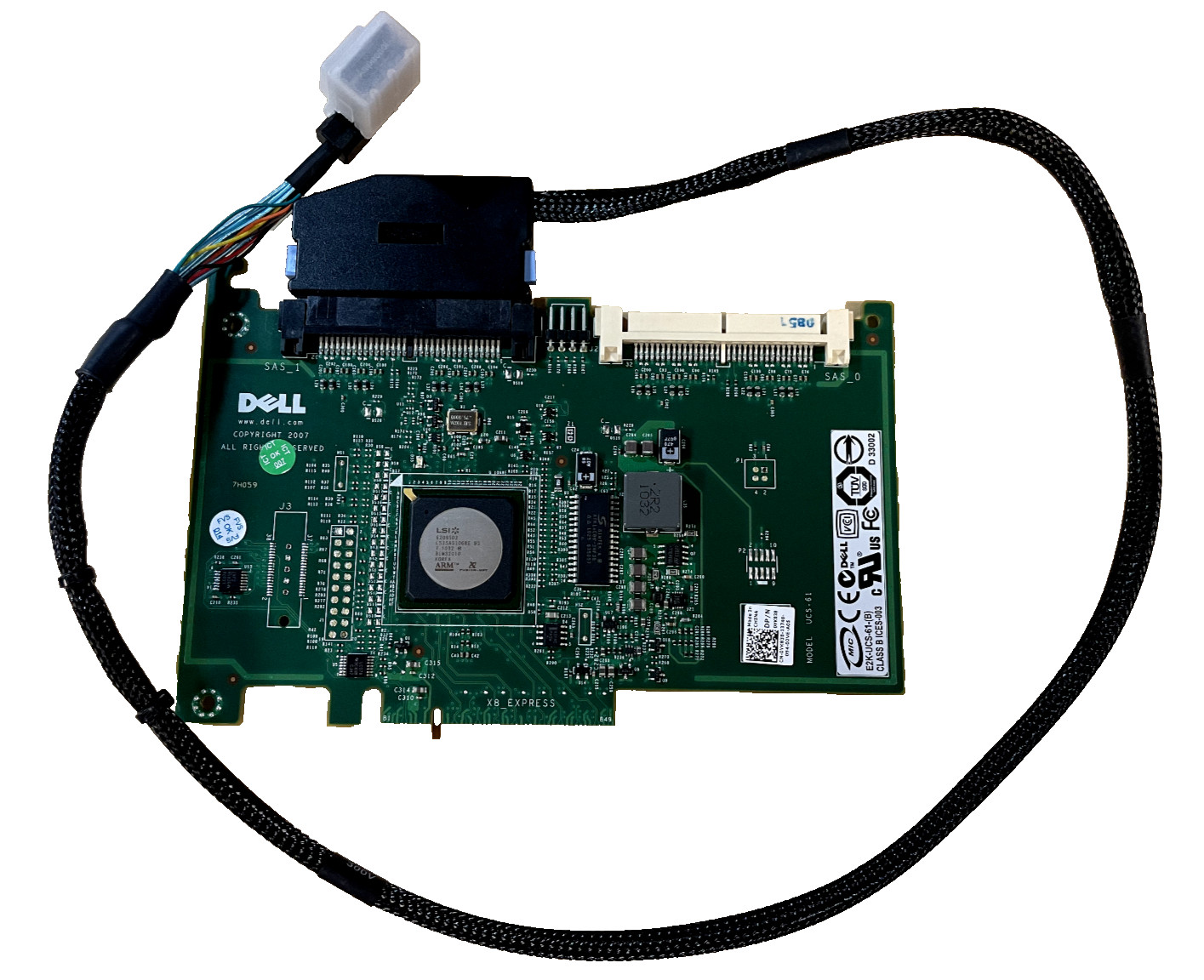 DELL POWEREDGE E2K-UCS-61-B YK838 SAS RAID CONTROLLER CARD PERC 6/iR w cable