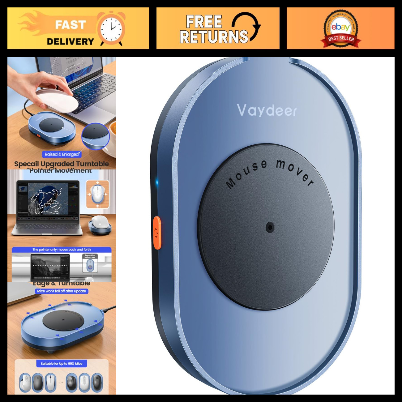 Undetectable Mouse Jiggler - Driver-Free Mouse Mover with Switch for PC & Laptop