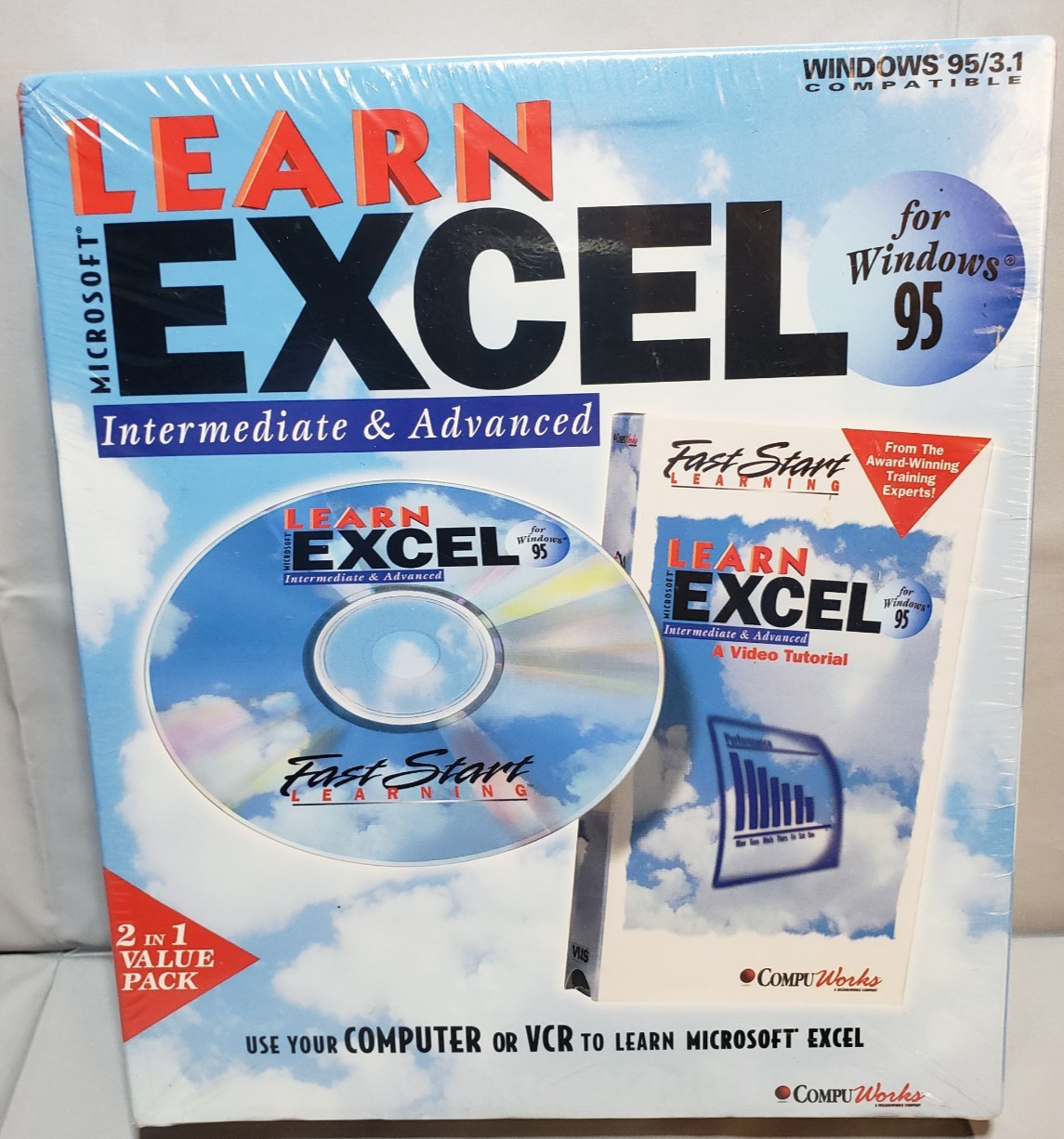 Microsoft Excel intermediate and advance windows 95 For PC or VCR New & Sealed