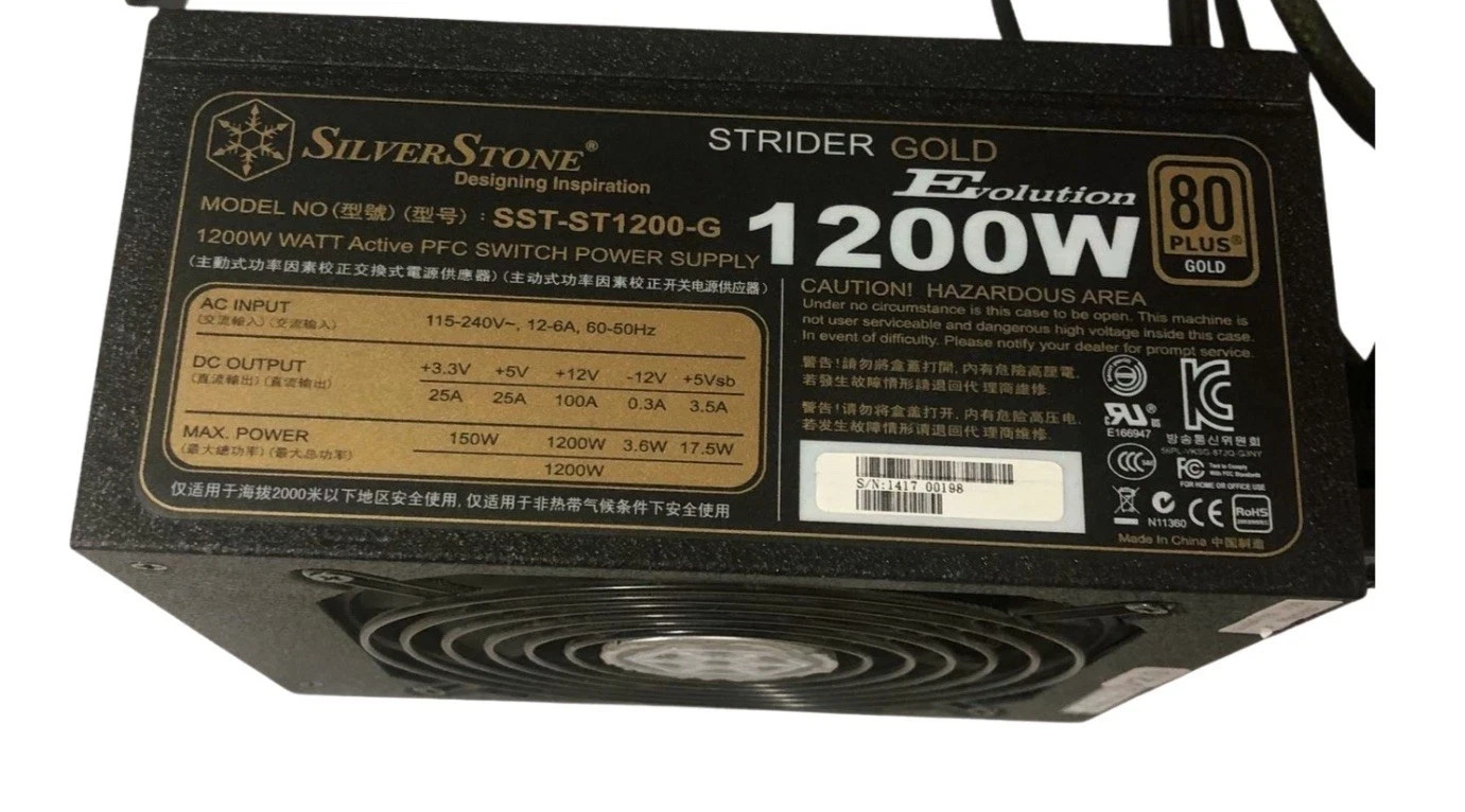 SilverStone SST-ST1200-G 1200W Strider Gold Evolution Fully Modular PSU