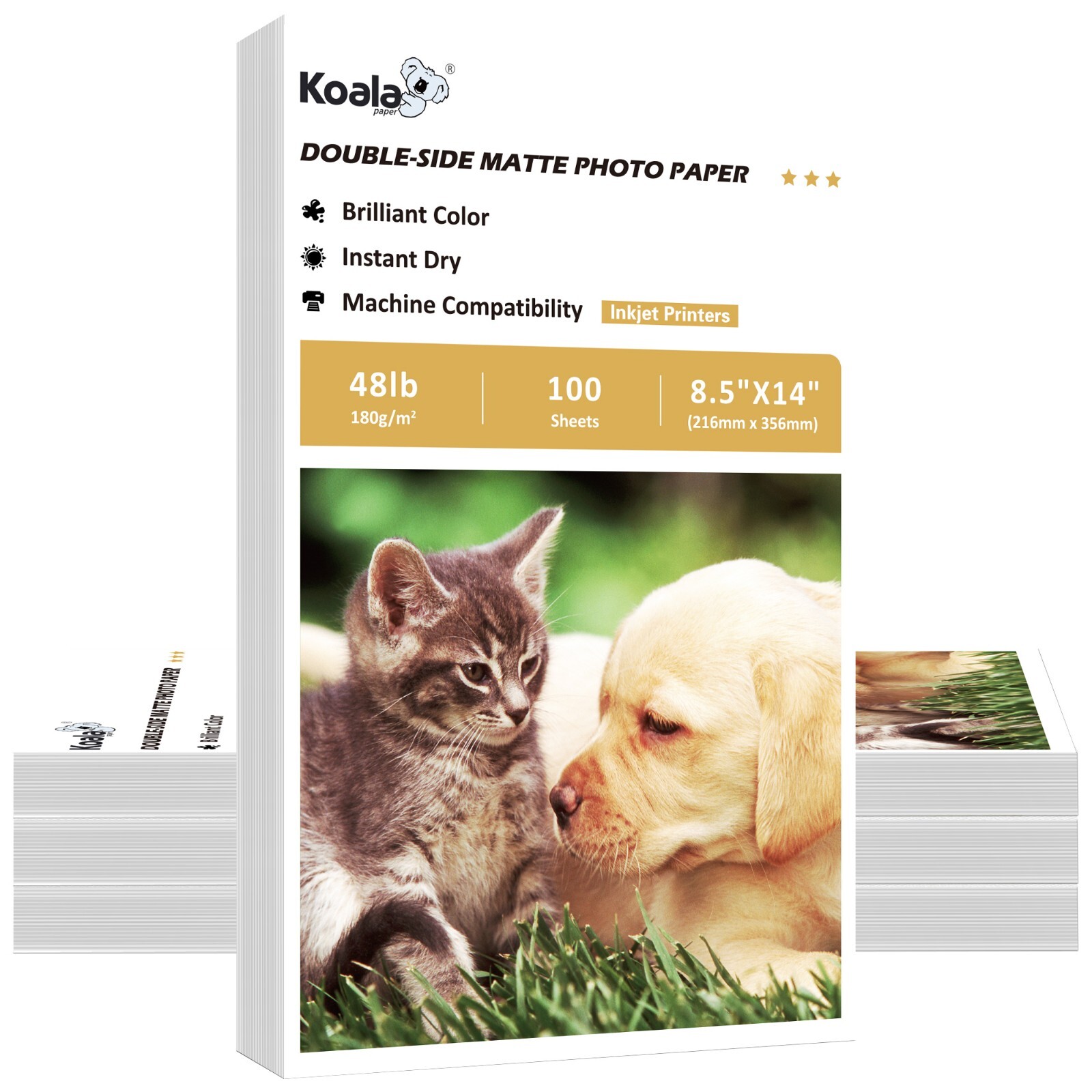300 Sheets Koala Double Sided Matte Photo Paper 8.5x14 180g 48lb Inkjet Printer