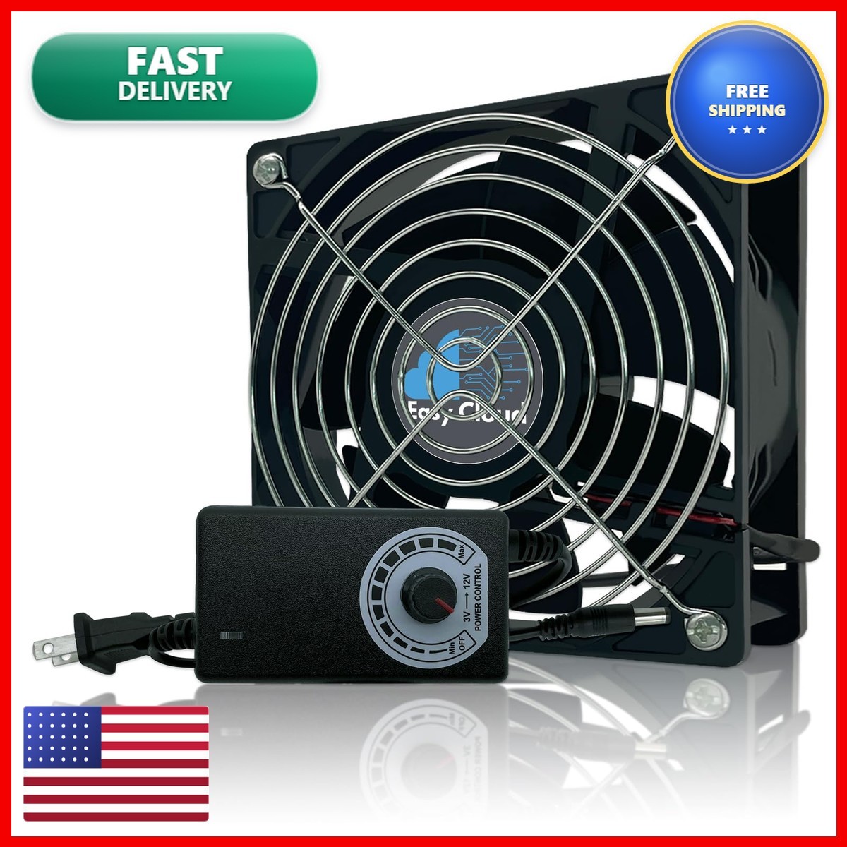 Easy Cloud EC12038+Controller-1P 120mm Variable Speed Axial PC Fan with