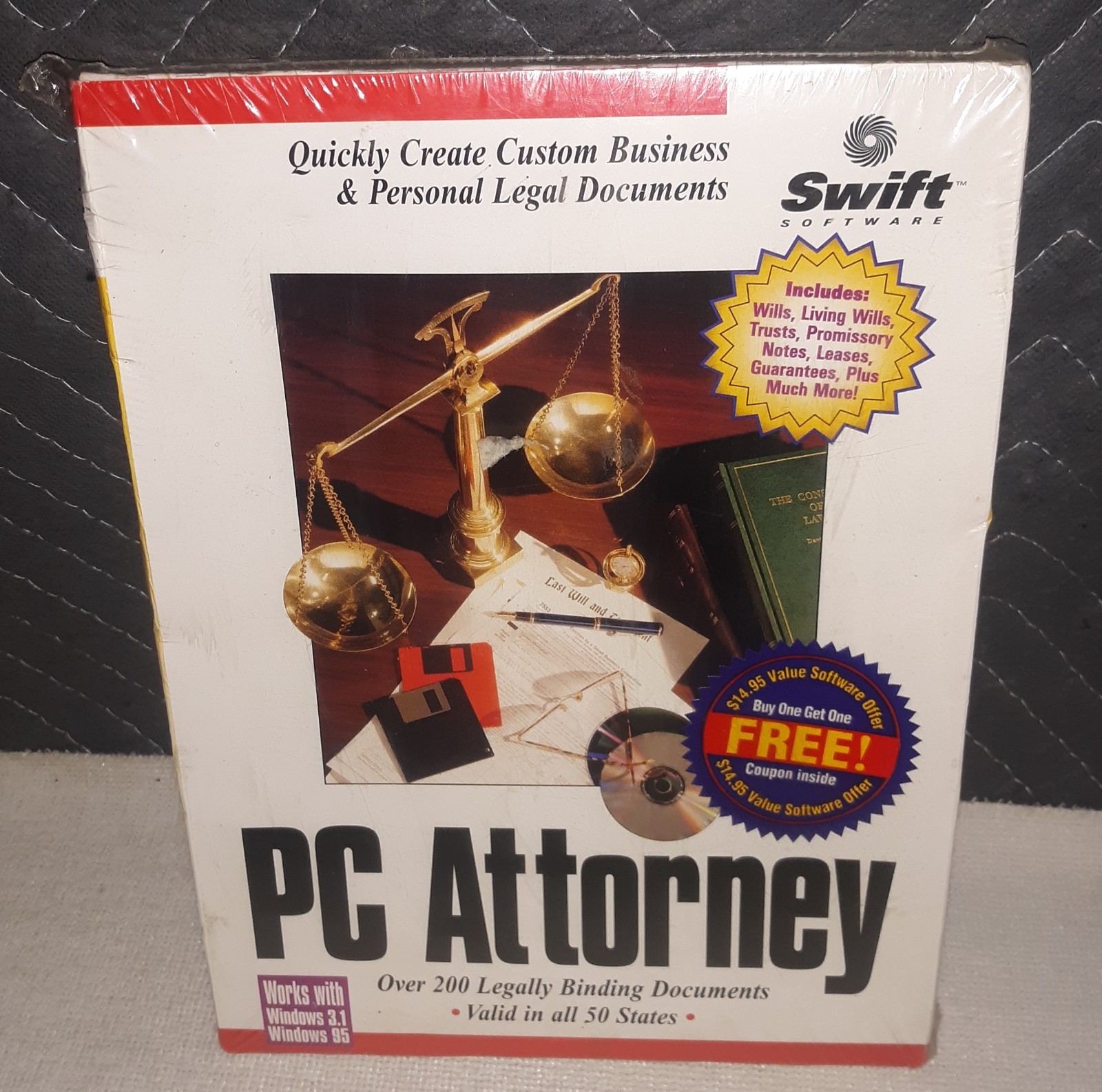 PC Attorney Legal Software Windows 95/3.1 Cosmi CD New Sealed - Vintage 1997