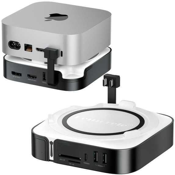 Mac mini M4 Dock, USB-C Hub for Mac mini M4/M4 Pro 60Hz Dual Monitor Card Reader