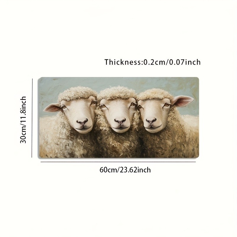 1 Large-sized Esports Gaming Mouse Pad Featuring a Trio of Sheep Design, with