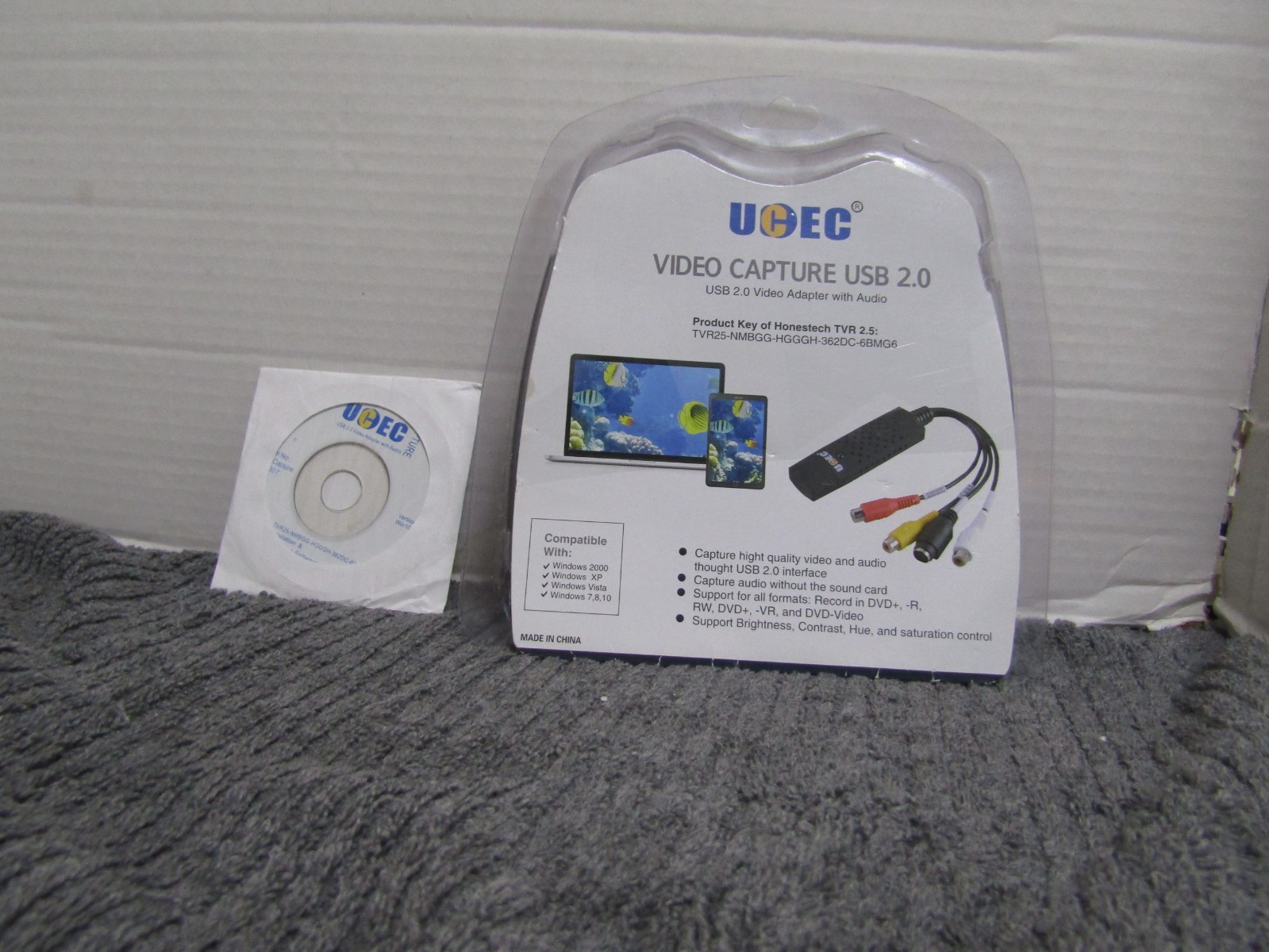 UCEC USB 2.0 Video Capture Card Device, VHS VCR TV to DVD Converter No Box