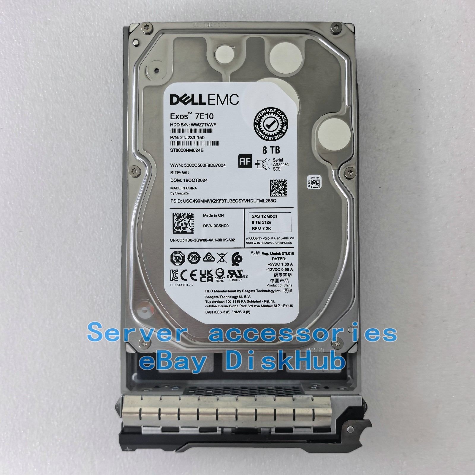 Dell EMC 0C5HD0 8TB SAS 12Gbps 512e 3.5in 7.2K C5HD0 ST8000NM024B G13/G14 HDD