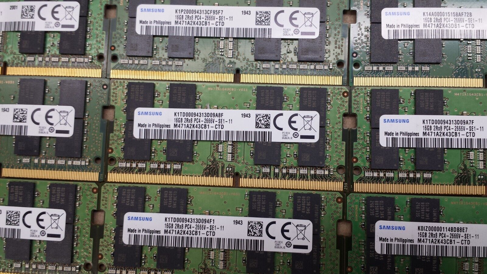 LOT OF 17 SAMSUNG 16GB (17X16GB) DDR4 PC4 LAPTOP RAM MEMORY (MM206)