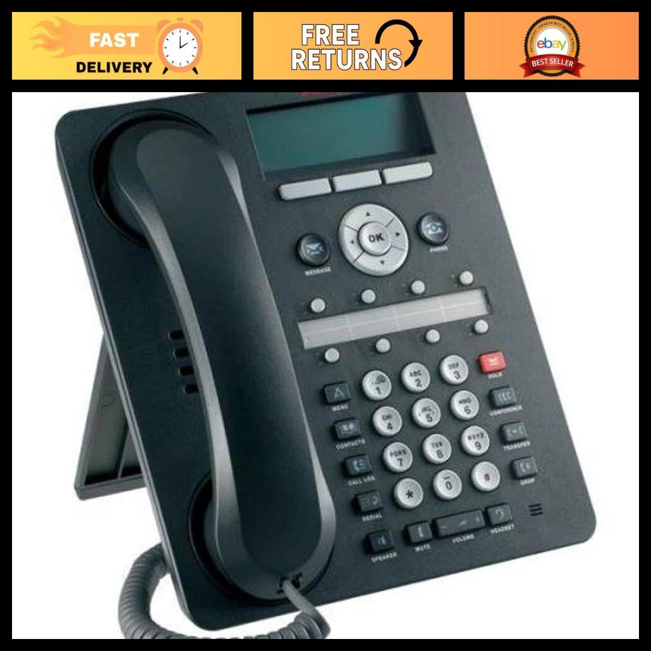 Eight Line IP Phone - Charcoal, NEW, VoIP, High-Quality Audio, Office Communicat