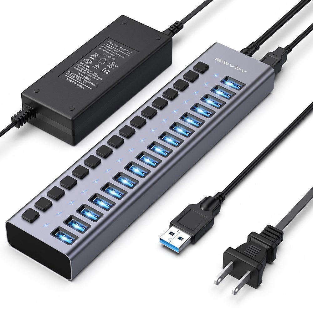 ACASIS 16 Port USB 3.1 Hub Single Switch 12V7.5A 90W Power Adapter for PC Laptop