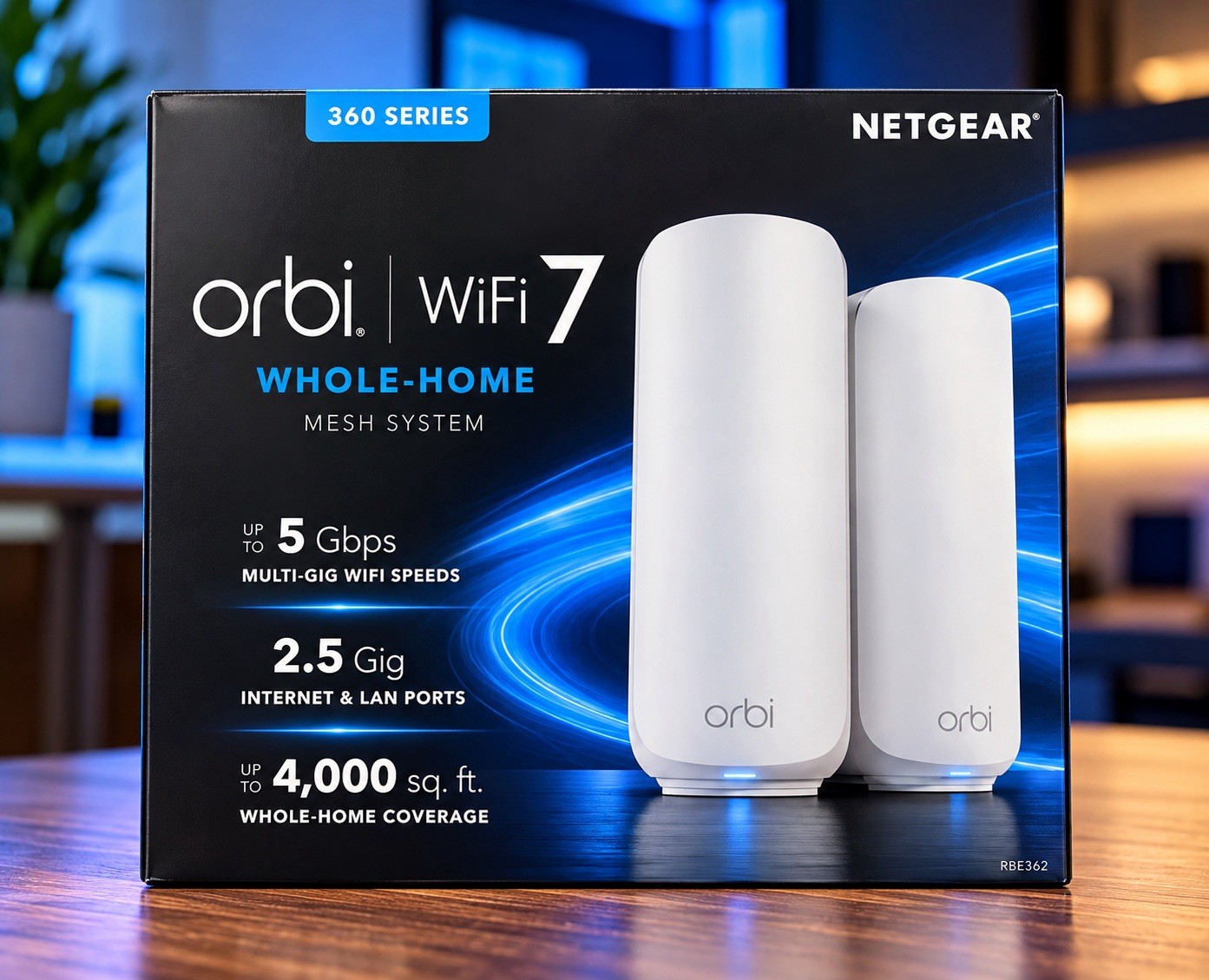 NETGEAR Orbi WiFi 7 360 Mesh Dual-Band 2-Pack 5Gbps RBE362-100NAS