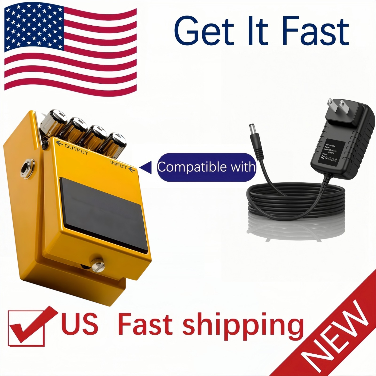 AC Adapter for Boss OverDrive OD-1 OD-3 & Super OverDrive SD-1 Power Supply