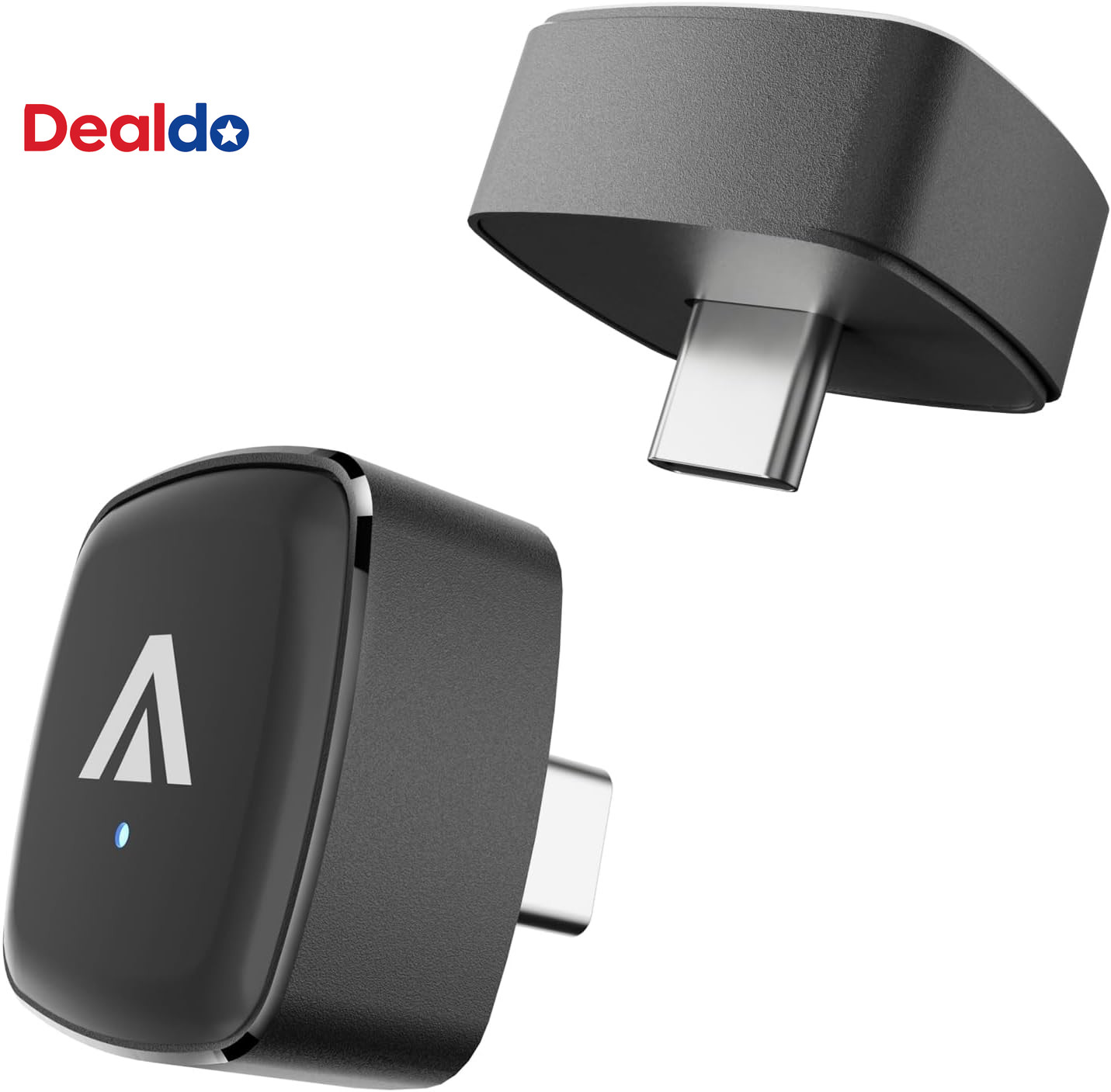 D7 USB C Wireless Carplay Android Auto Mini Adapter 2-In-1, Alloy Shell, Compati