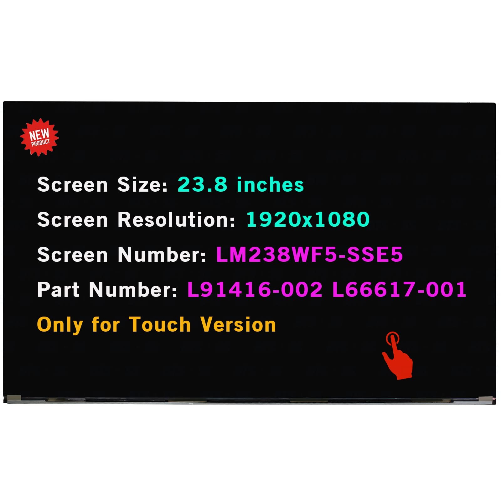 L91416-002 LCD Touch Screen Replacement for HP 24-dp0124 Display LM238WF5-SSE5