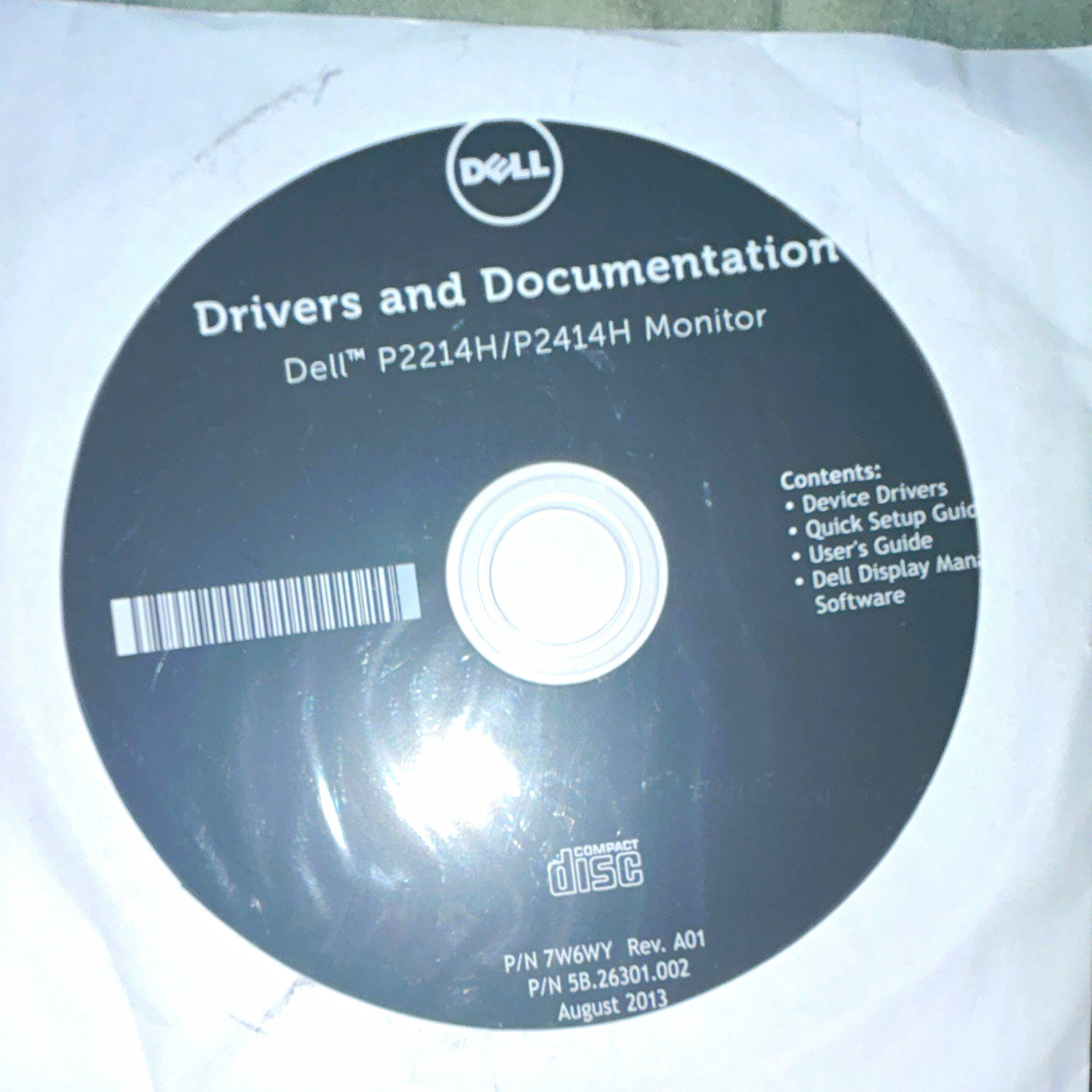Dell Drivers Update CD for P2214H/P2414H Monitor, MPN 7W6WY 5B.26301.002