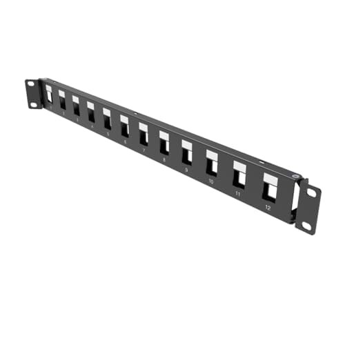 QiaoYoubang 1U Hinged 12-Port Blank Keystone Patch Panel, 19" Metal