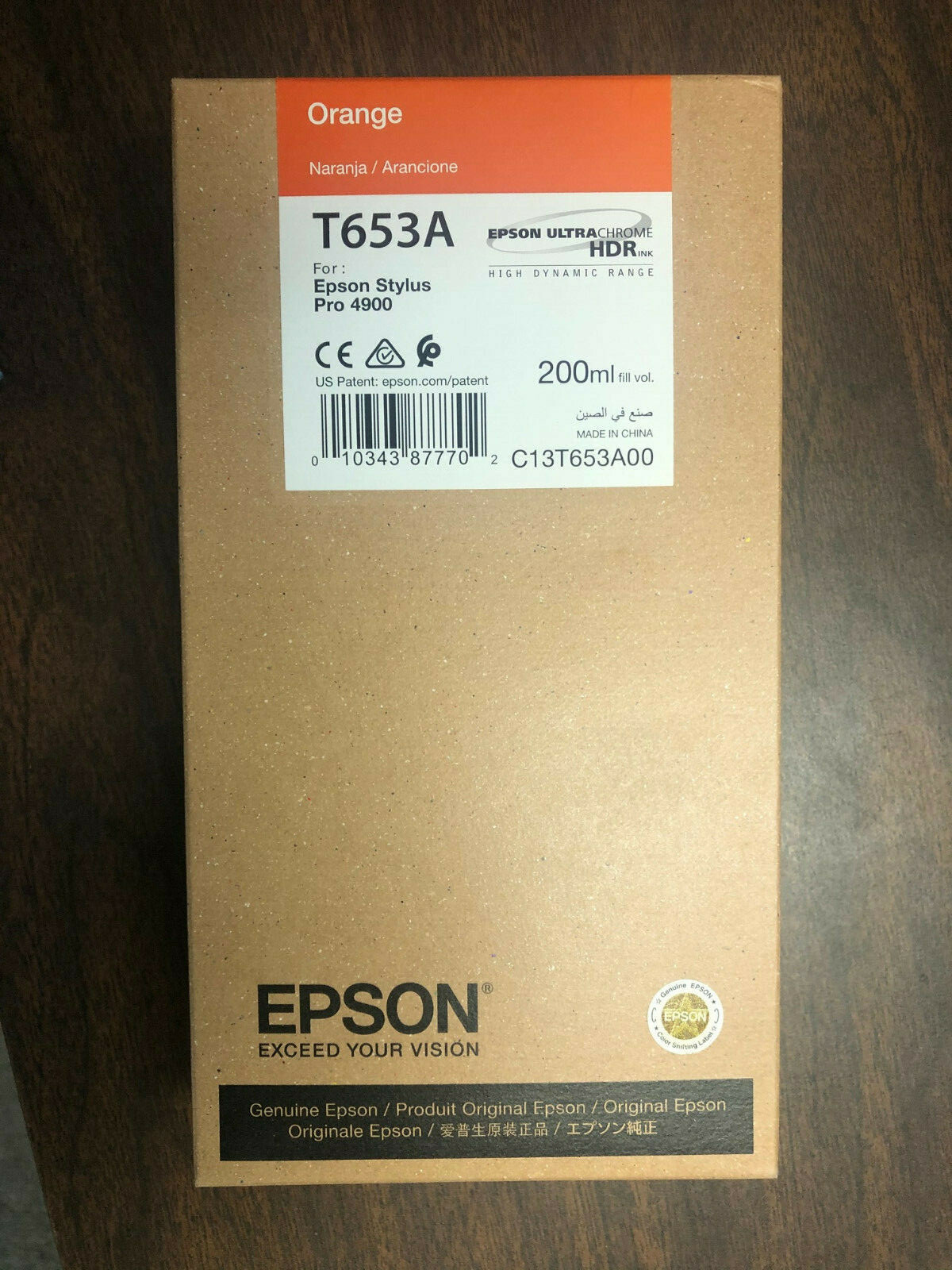 GENUINE EPSON T653A 200ml ORANGE INK NEW IN BOX 11/2020