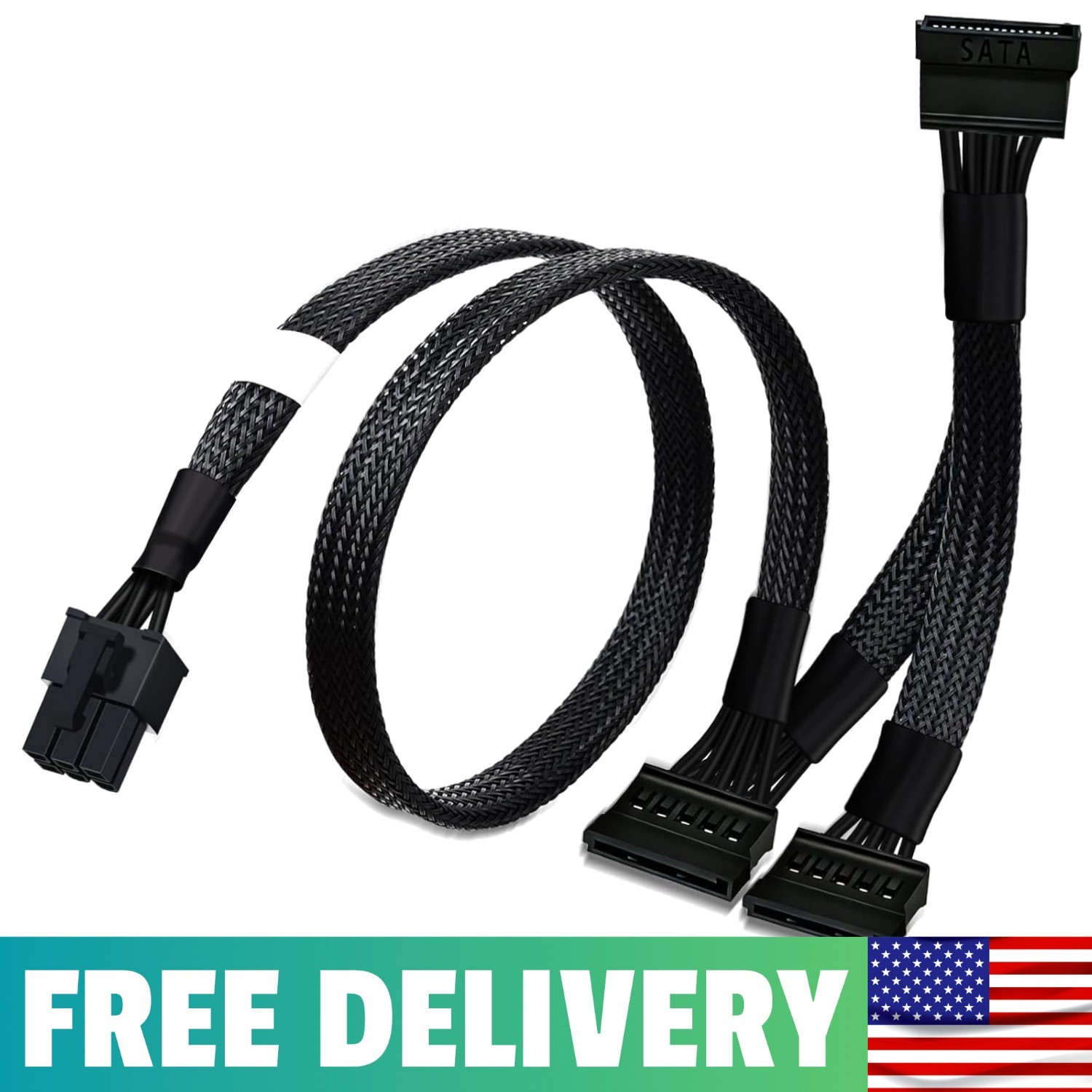 High-Quality EVGA Compatible SATA Power Cable: 6 Pin Male to 3x 15 Pin Female