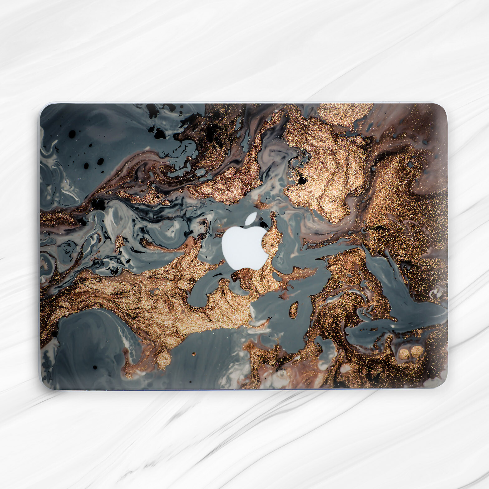 Gray Black Gold Oil Marble Hard Case Cover For Macbook Air 13 15 Neo Pro 16 14