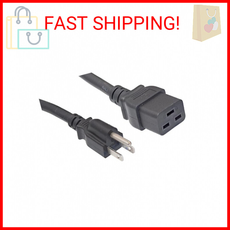 Cablelera North American Power Cord Extension, NEMA 5-15P to C19, 6', 14 AWG, 15