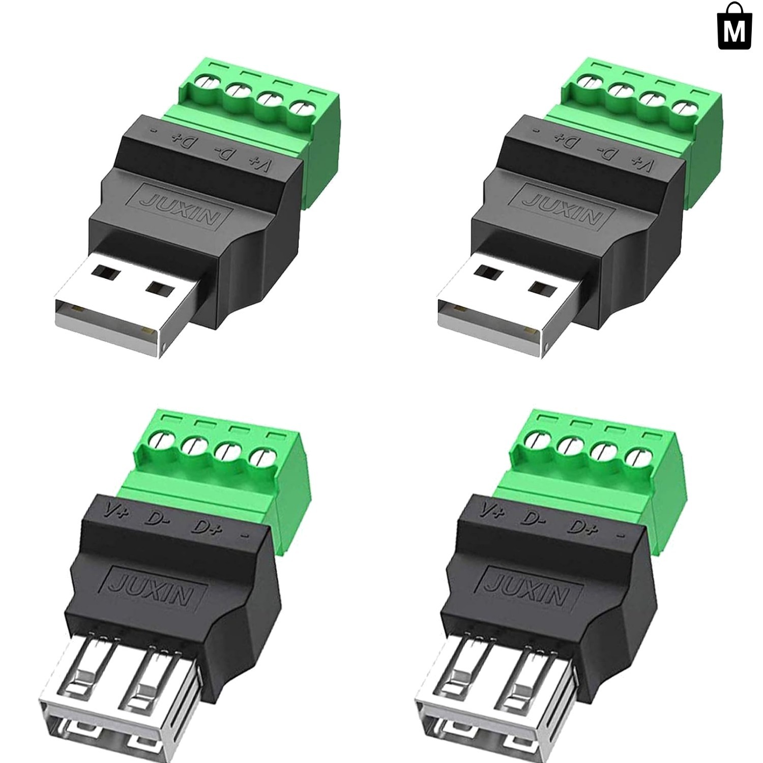 Durable 4PCS USB 2.0 Male/Female Block Kit - Perfect for Electronics Repair