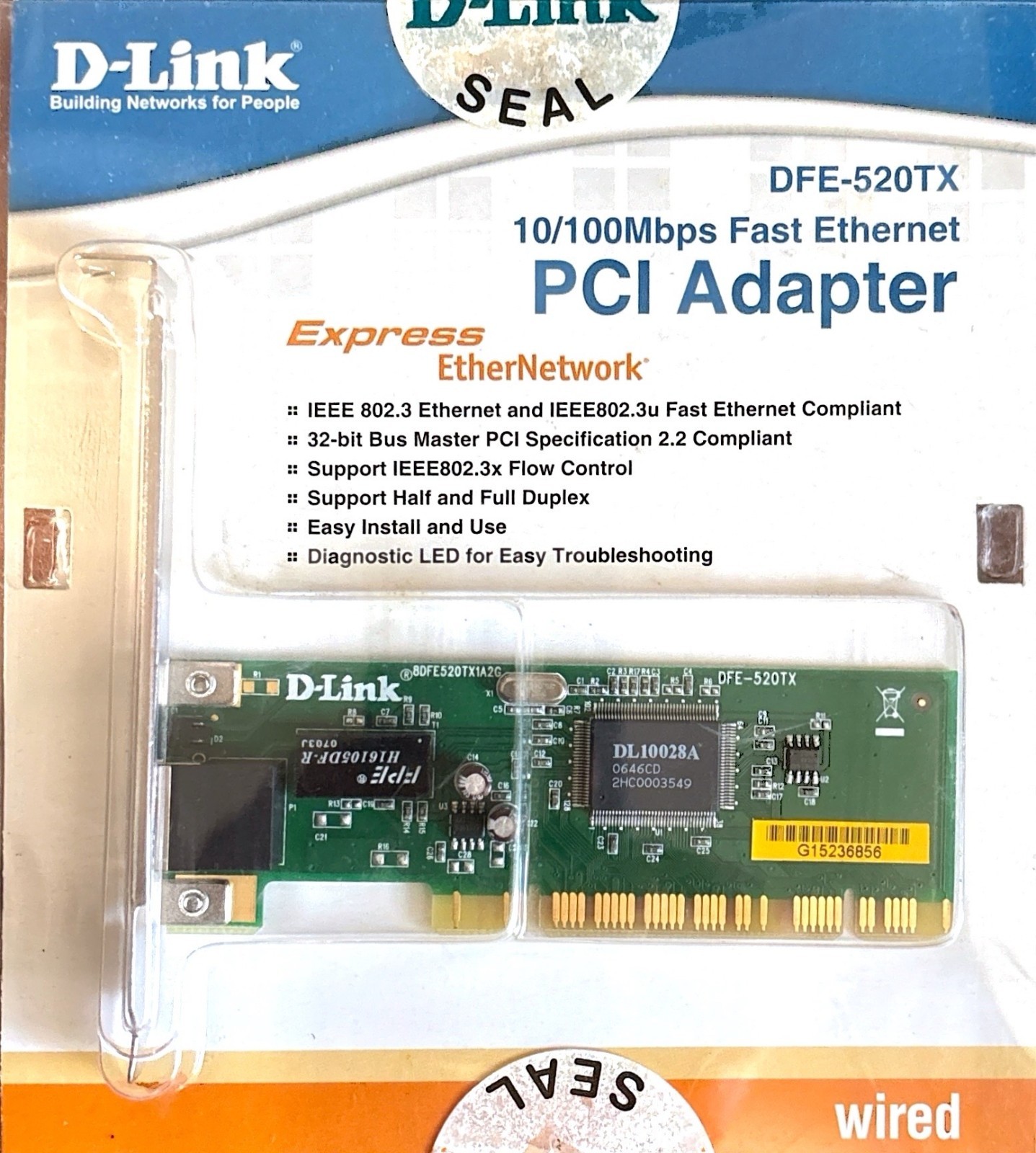 D-Link DFE-520TX PCI Adapter 10/100Mbps Fast Ethernet RETRO