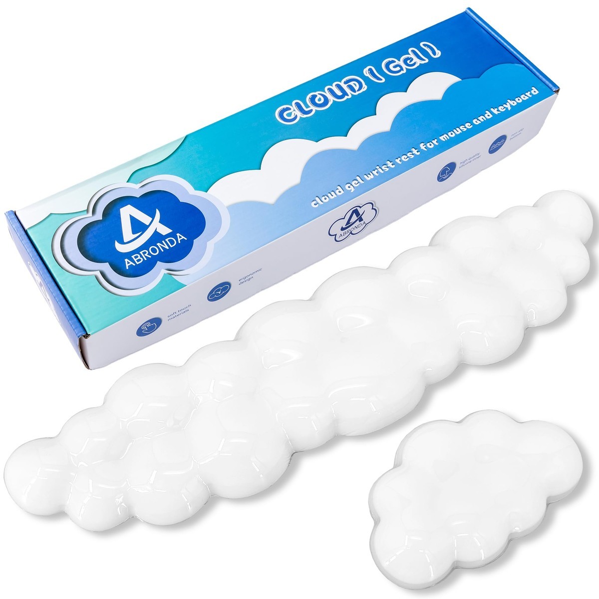 ABRONDA Gel Cloud Keyboard & Mouse Wrist Rest Set - Cloud White