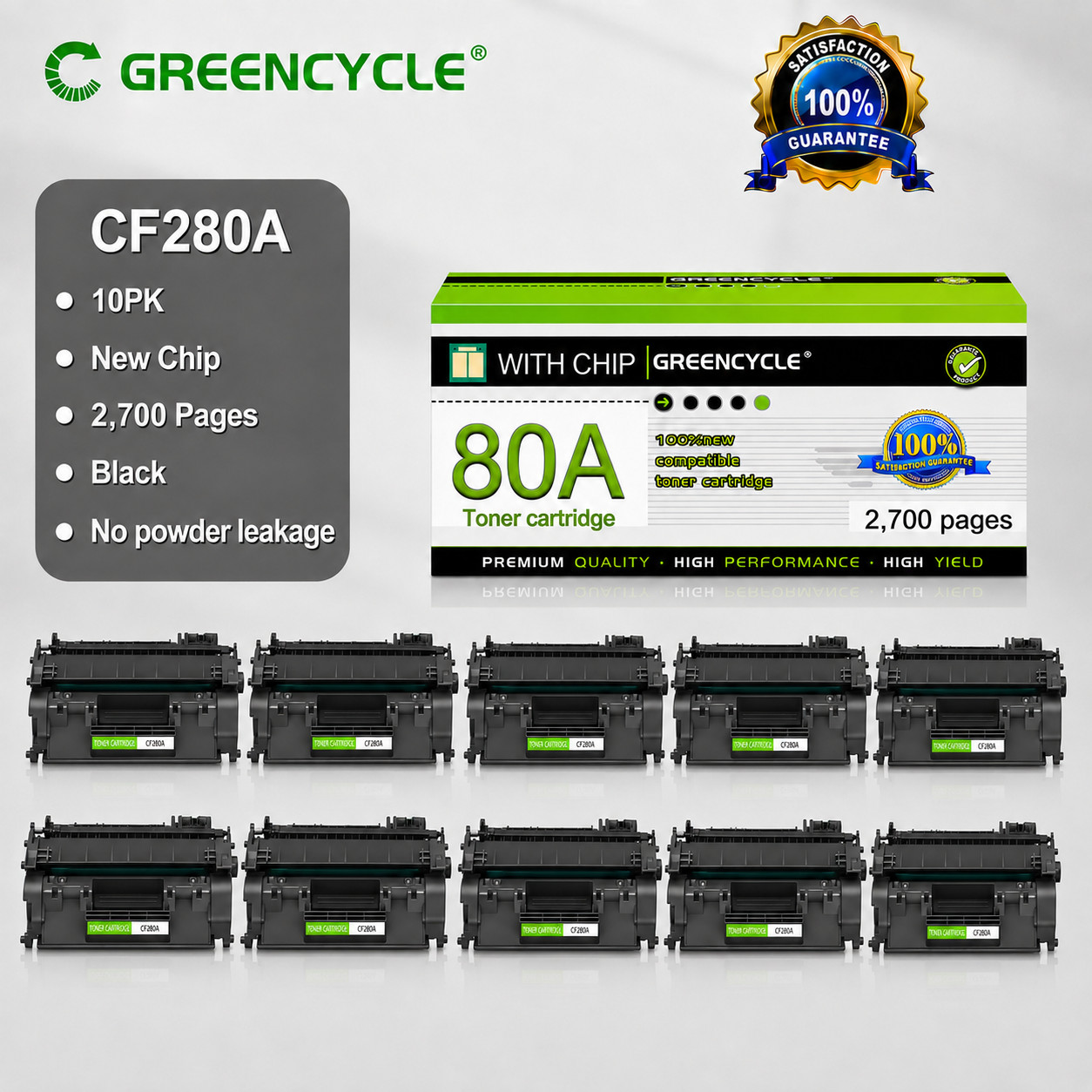 80A Toner 10-Pack for HP CF280A LaserJet Pro 400 M401 MFP M425dn M401dn