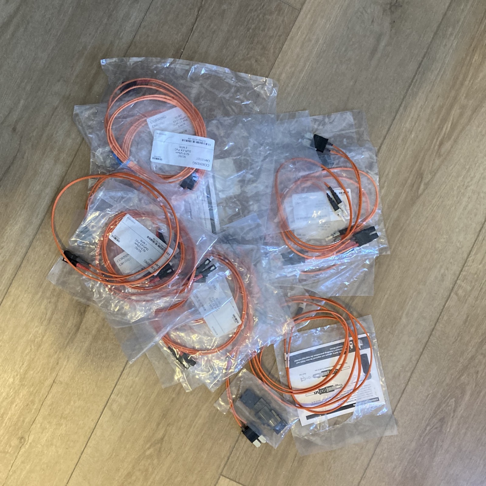 REDUCED - Lot of 18 NEW Corning Fiber Optic Multi-Mode Patch Cords - 62.5/125 um