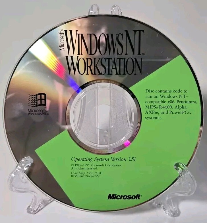 Extremely Rare Vintage Microsoft Windows NT Workstation v3.51 CDROM