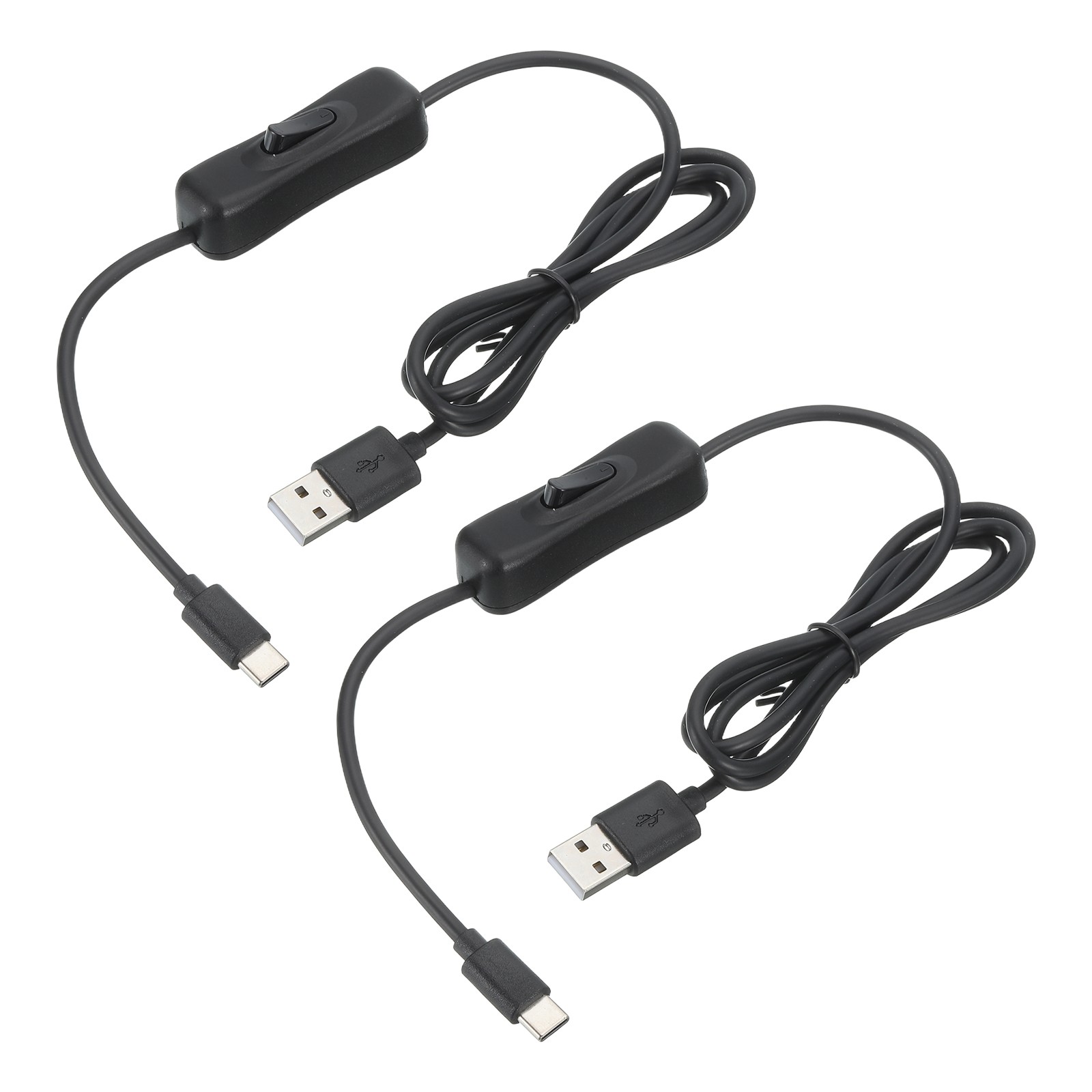 3.28ft USB Extension Cable Type C to USB Male 66W Data Power Cord Black 2Pack