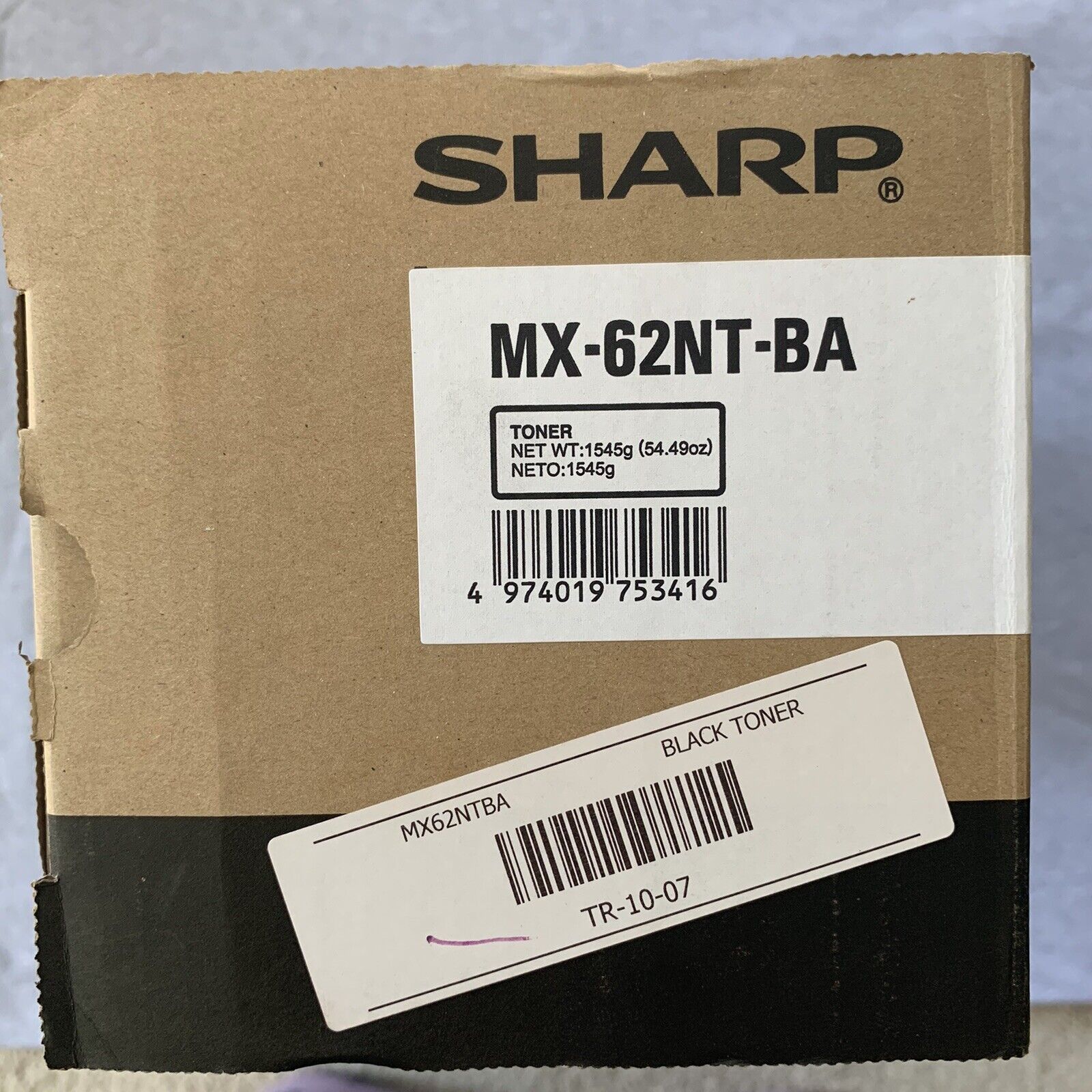 Genuine OEM Sharp MX-62NT-BA TONER CARTRIDGE Black NEW