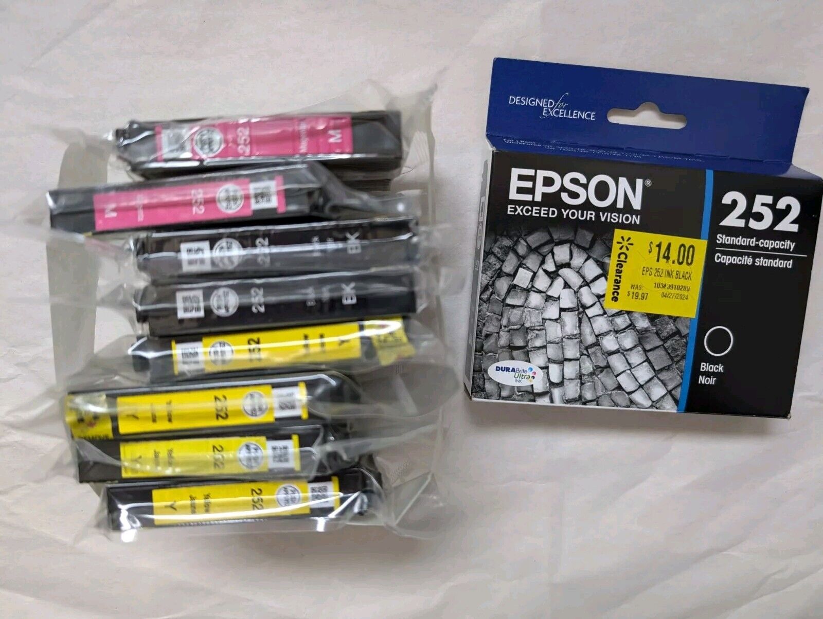 NEW EPSON T252 T252120-S DURABrite Ultra Ink Standard Lot 9/2026
