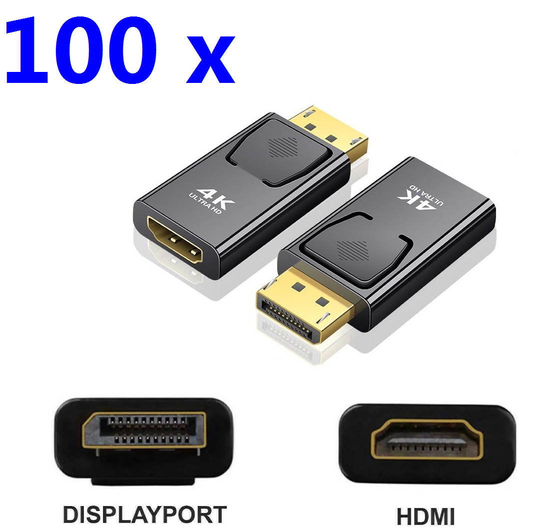 LOT 100pcs DisplayPort DP to HDMI Plug Adapters Converter For PC HP DELL HDTV 4K