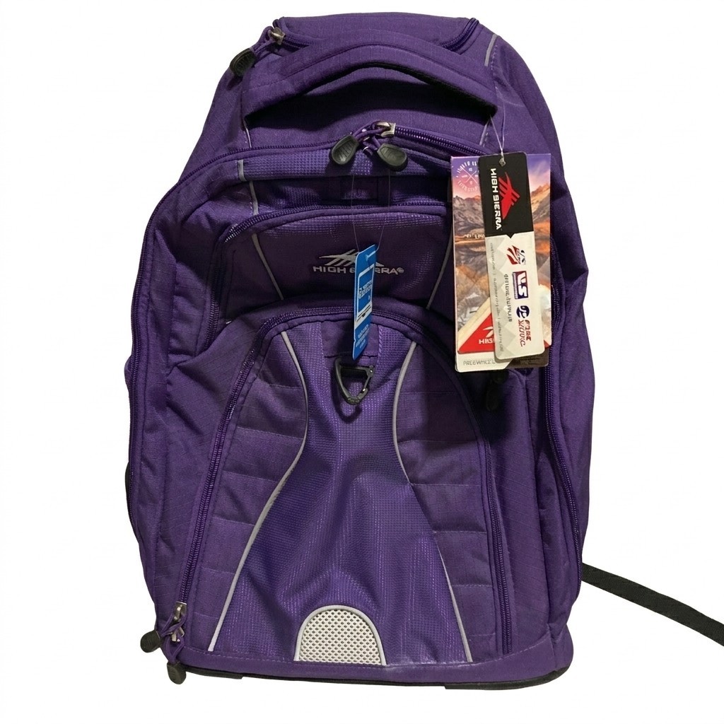 High Sierra Freewheel Wheeled Laptop Backpack Rolling Book-bag Travel Purple