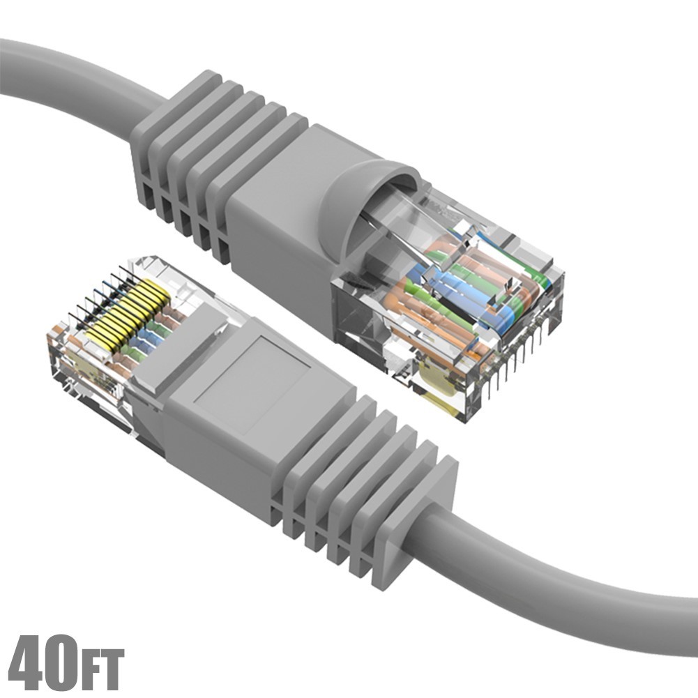 40FT Cat6 RJ45 Network LAN Ethernet Booted UTP Patch Cable 24AWG Copper Gray