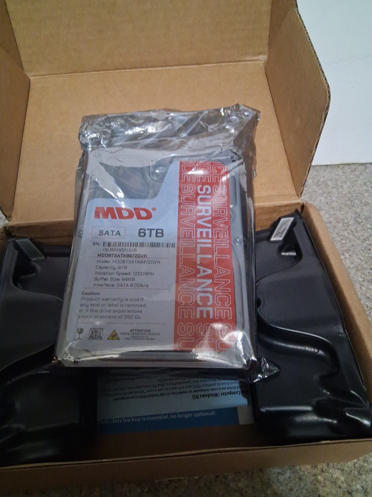 MDD 6TB SATA 3.5" Internal Desktop HDD 7200RPM 64MB Cache Silver