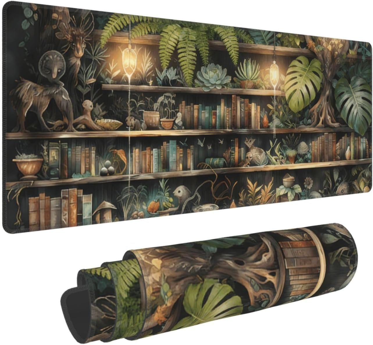 Large Mouse Pads for Desk, Extended Mystical Green Tree House Gaming Mousepad wi