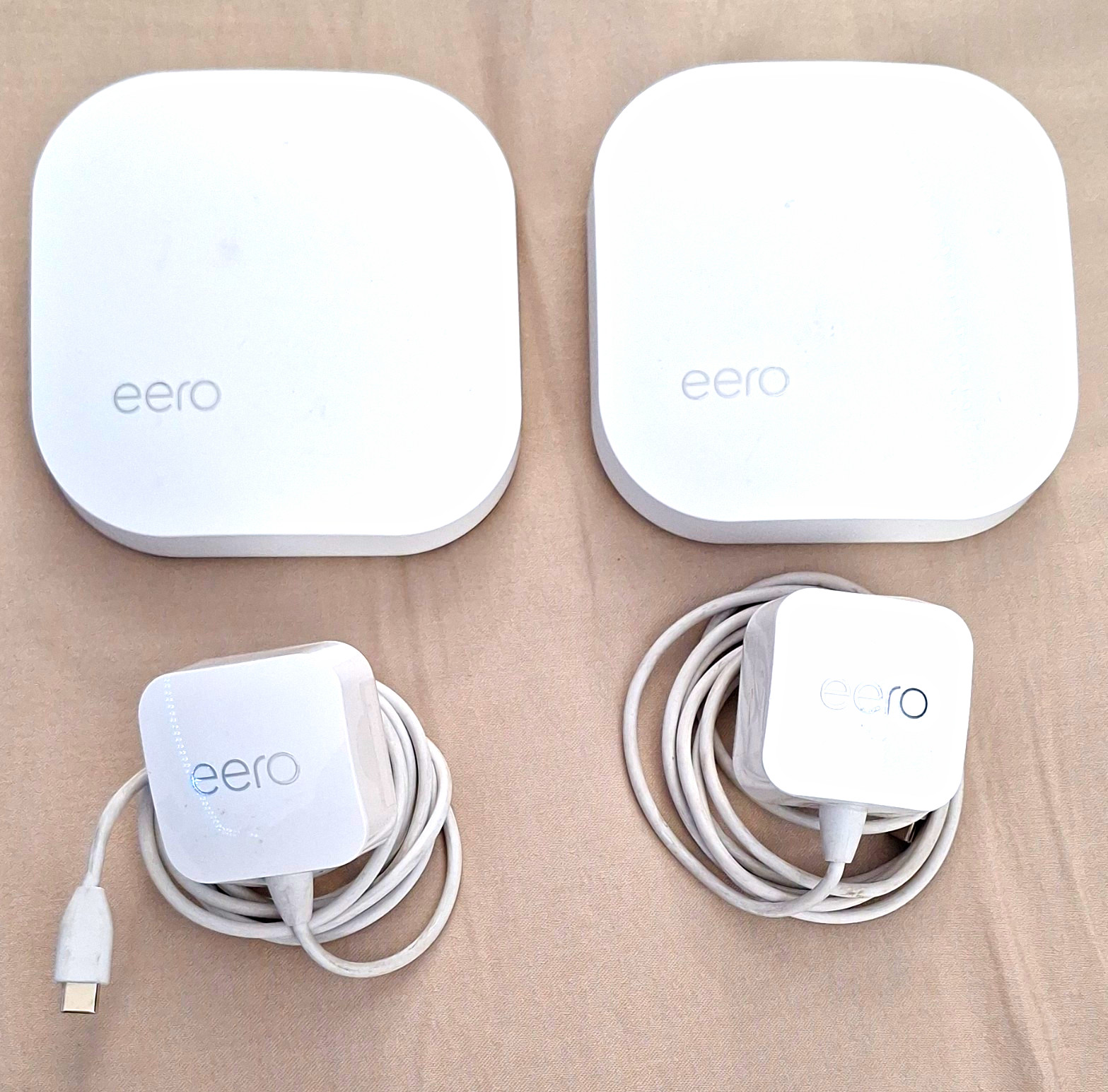 Lot Of 2 Eero Pro 2nd Gen Mesh WiFi Routers BO10001 W/2 OEM 24w Power Supplies