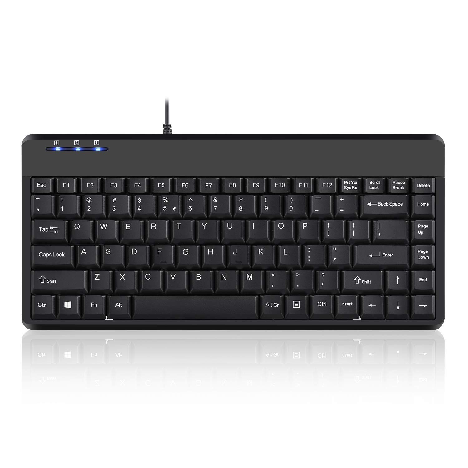 Perixx PERIBOARD-409H Wired USB Mini Keyboard with 2 USB Hubs, Black, US Engl...