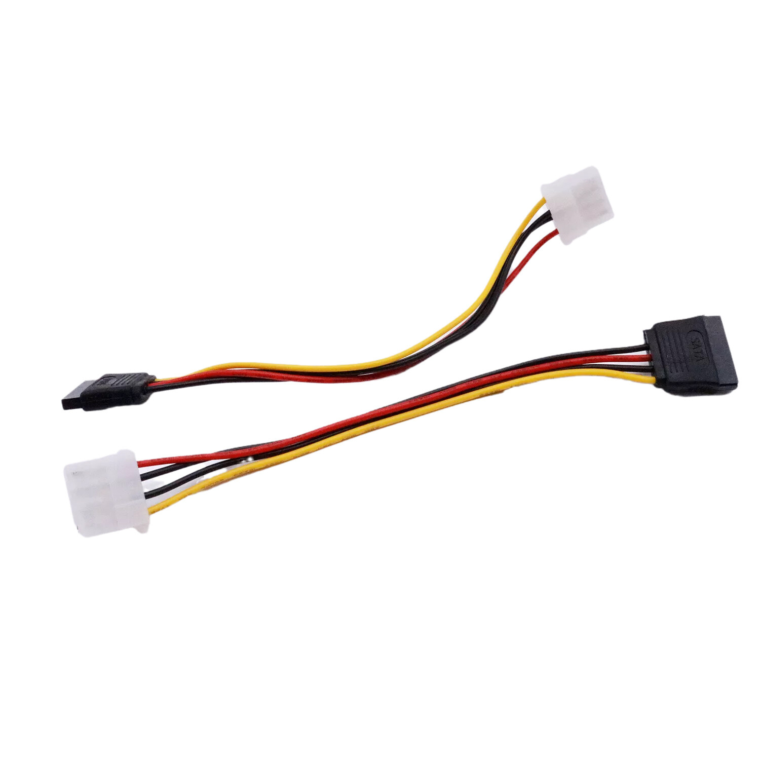 2pcs SATA Power Adapter SATA 15 Pin Female to Molex LP4 4-Pin Female Power Cable