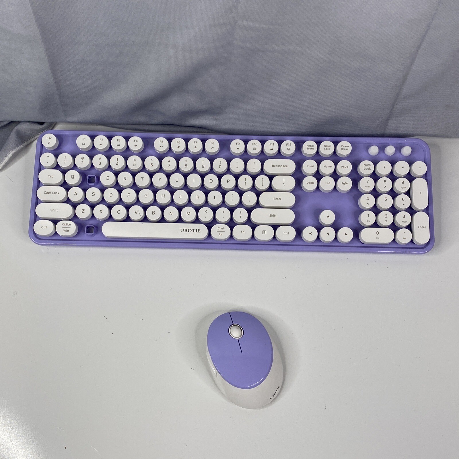 Ubotie WIRELESS KEYBOARD & MOUSE Set 104-keys full size Sweet Purple & White