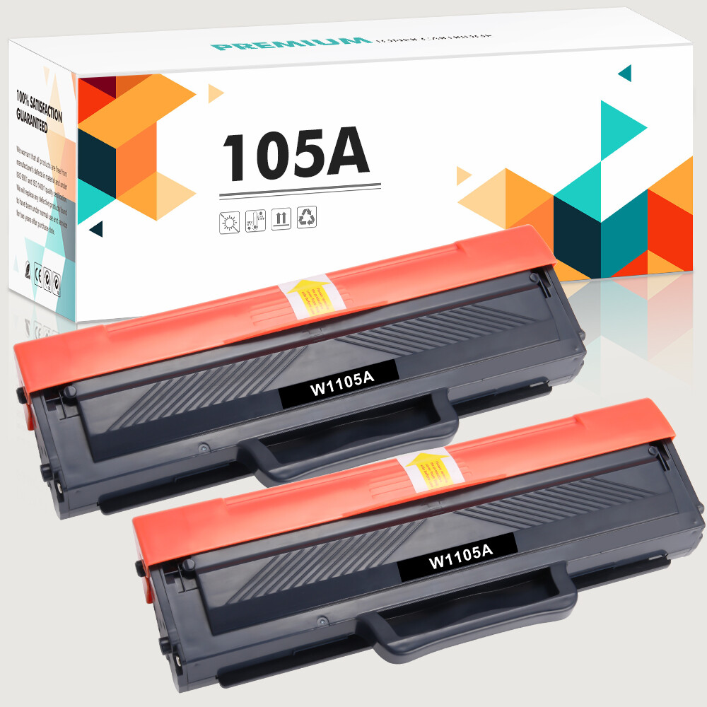 2PK Black Toner Cartridges Replacement for HP 105A W1105A (with Chip) High Yield