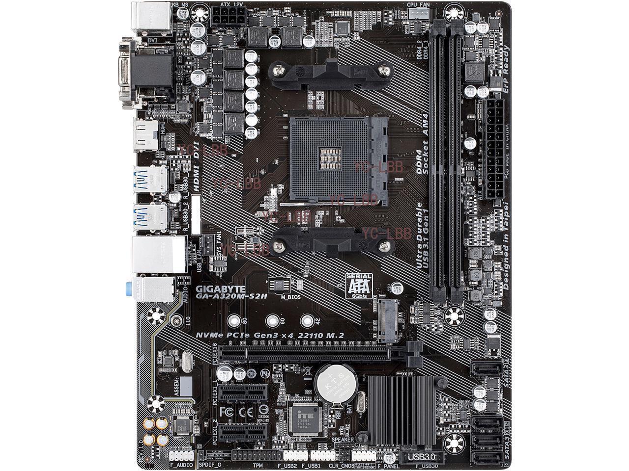 GIGABYTE GA-A320M-S2H AM4 AMD A320 SATA 6Gb/s HDMI Micro ATX AMD Motherboard