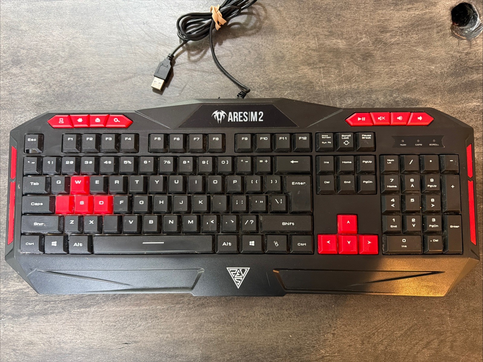 iBuyPower Ares M2 USB Wired Gaming Keyboard Red Keys Tested Working Backlit