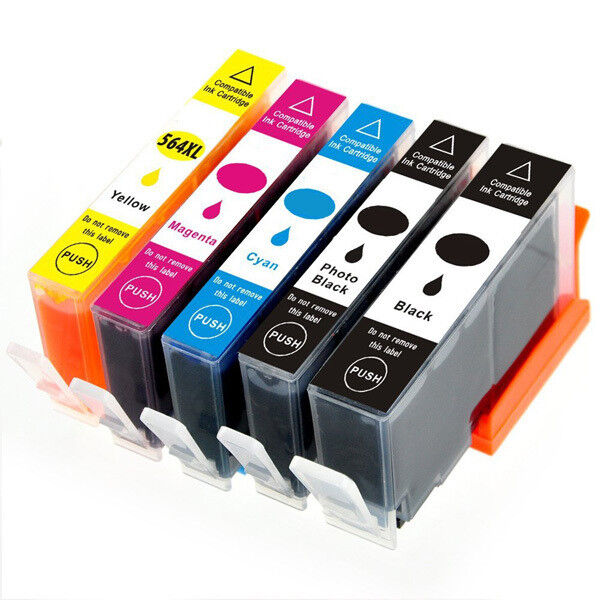 5 PK Ink Cartridge BCMY Combo Set for 564XL Photosmart 7510 7515 7520 7525 C5324