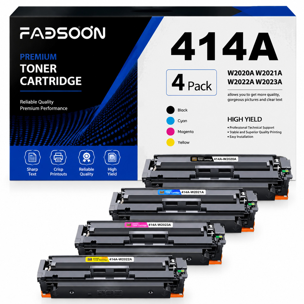 FADSOON® 4PK W2020A Toner Cartridge for Color LaserJet Pro M479fdw M479dn M454dw