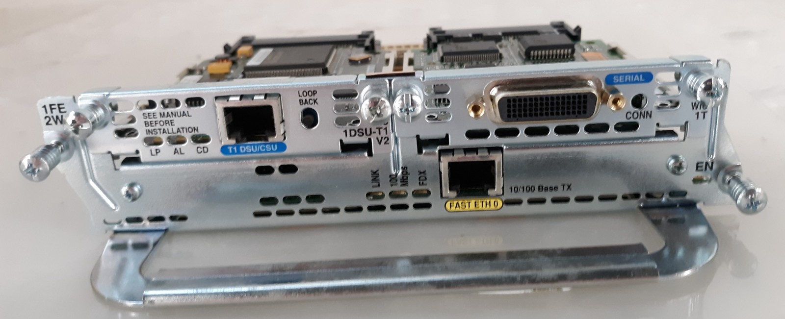 Cisco NM-1FE2W Fast Ethernet Network Expansion Module w/ WIC1T + WIC-1DSU-T1 V2