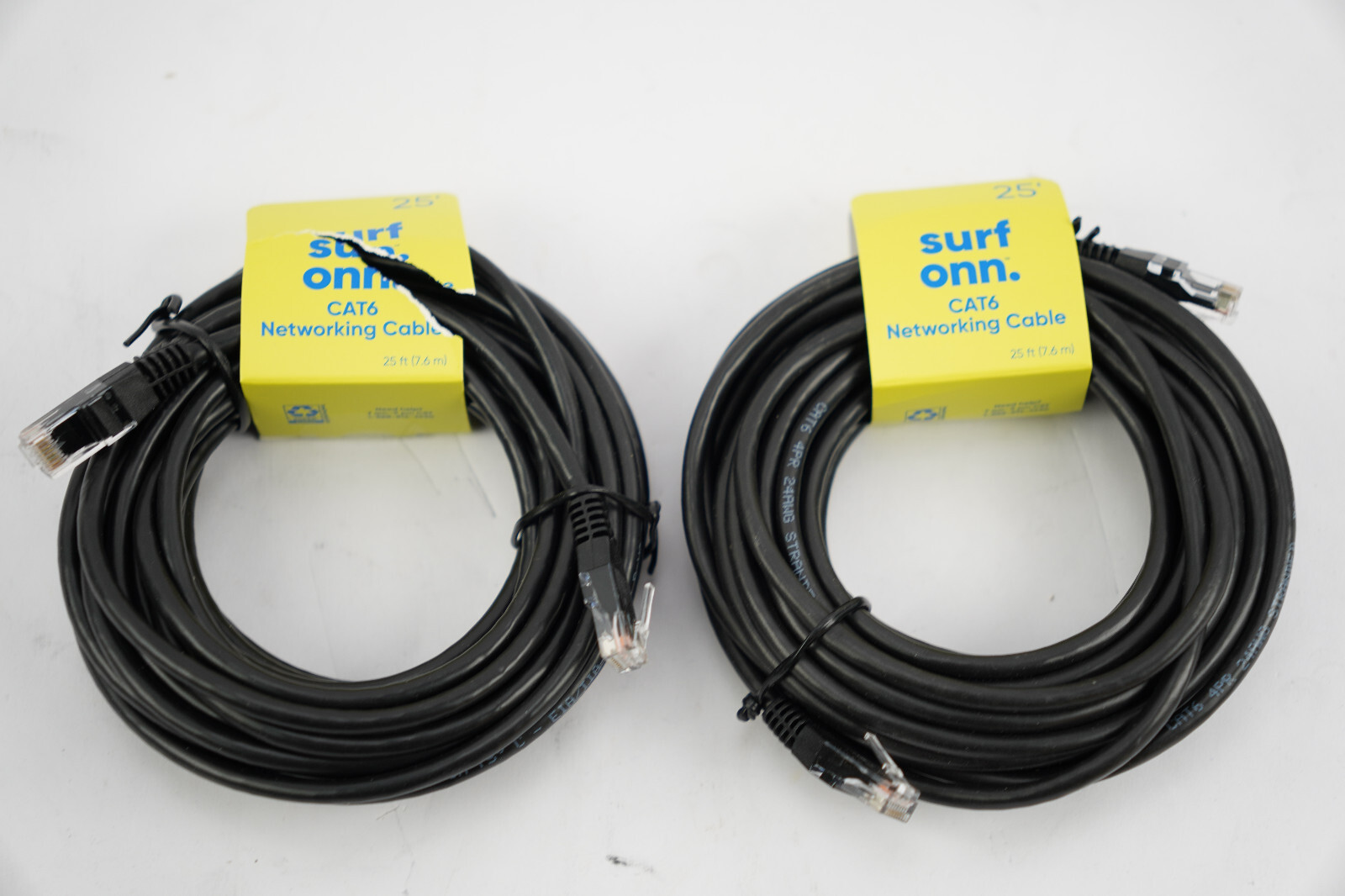 2-Pack New Surf Onn. CAT6 Networking Ethernet Cable 25'Black