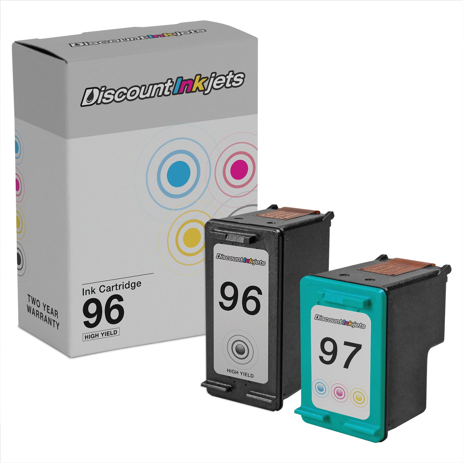 2PK DI Ink Replacement for HP 96 (1xblk) & HP 97 (1xColor) for PhotoSmart 2610v